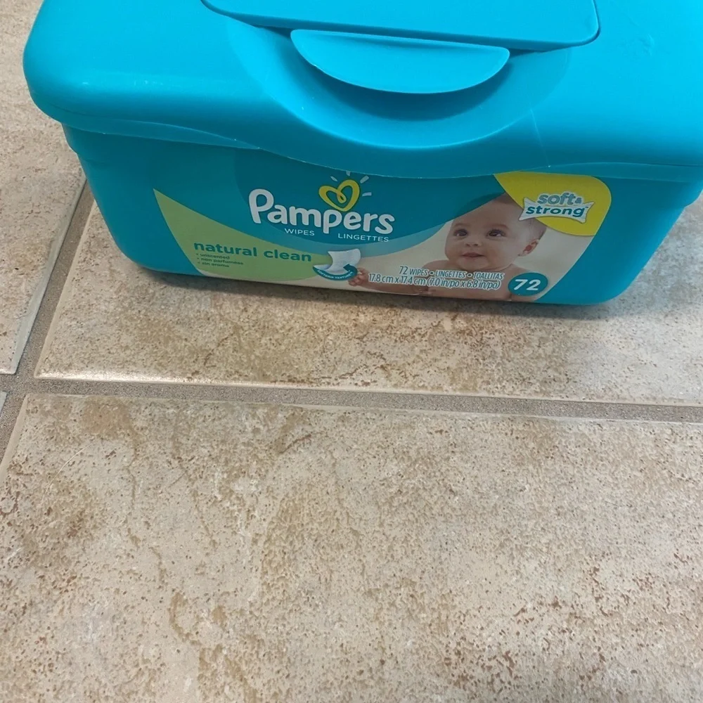 Rare Vintage Pampers Baby Wipes Dispenser Empty Pop Up Green Plastic Container
